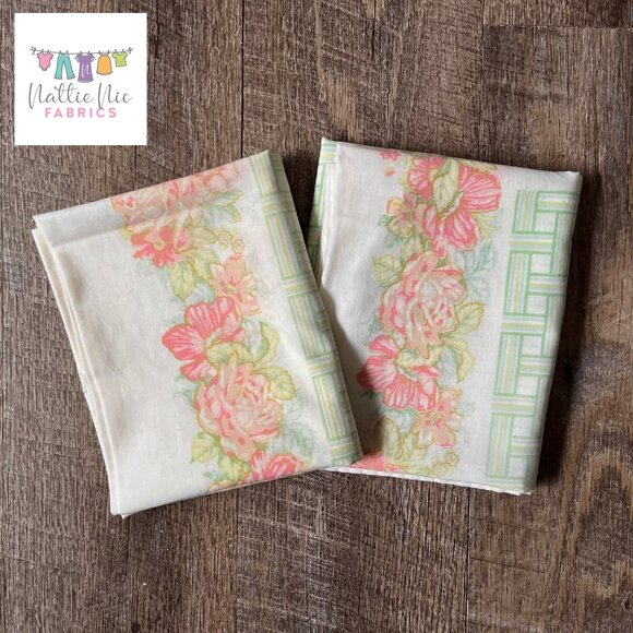2 Vintage Pillowcases in pink and green floral, Sears, Perma‎ Prest - Picture 5 of 6